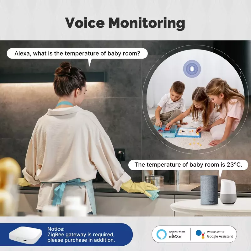 Moes Tuya ZigBee Smart Temperatur Feuchtigkeit sensor Indoor Hygrometer App Überwachung funktioniert mit Alexa Google Home batterie betrieben