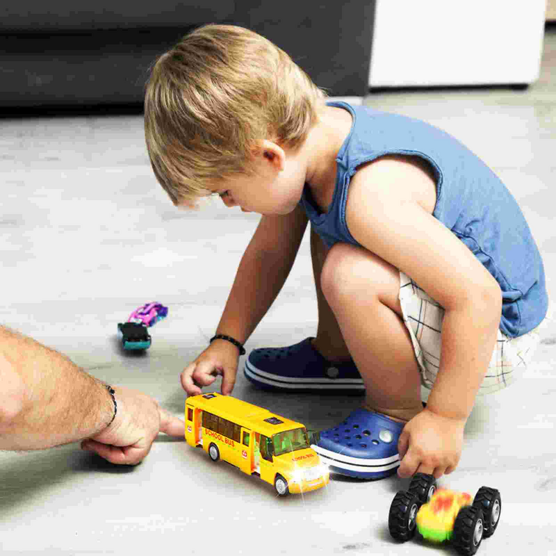 Ton und Licht Schulbus Druckguss Vintage Fahrzeug Spielzeug Spielzeug für Kleinkinder zurückziehen Auto Reibung angetrieben Simulation Kind