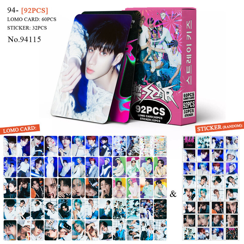 92pcs Straykids Photocard Albums Lomo Card Felix Lee Know HYUNJIN Bang Chan Postcard Stickers Collection Card Fans Gift