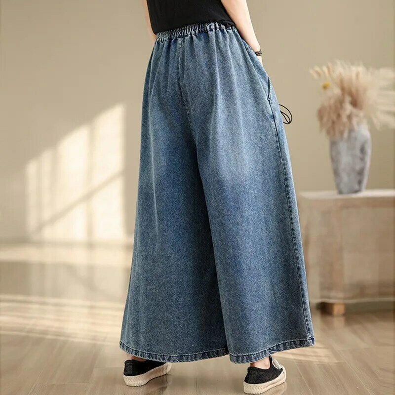 High Waist Denim Wide Leg Pants Women New Arrival 2024 Spring Fashion Korean Style Streetwear Loose Female Casual Jeans B3702