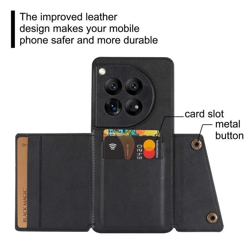 Etui z kieszenią na kartę dla OnePlus One Plus 12 11 10T 10 9 8 8T 7T ACE Pro 6T Nord 2 Etui z magnetyczną klamrą na kartę kredytową