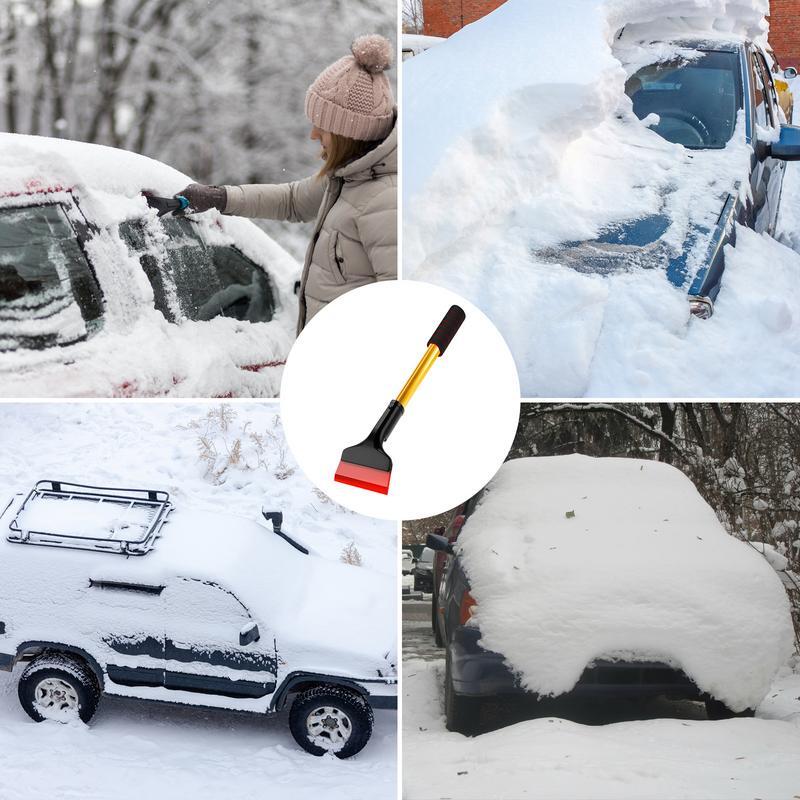 Pengeruk salju mobil kaca depan mobil, sekop es kendaraan Universal pegangan panjang aksesoris pembersih otomotif