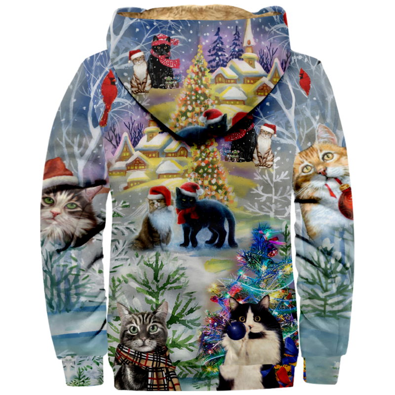 2023 Christmas Hoodie Fashion Long Sleeve Zipper Sweatshirts Stand Collar Coat Women Men Funny Streetwear 3D Clothes