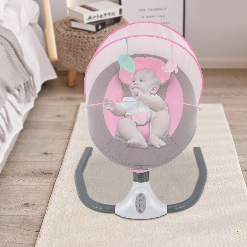 Electric Baby Chair with 4 Vibration Amplitudes, Electric Baby Swing with Remote Control, Cradle for Babies Aged0 to 12 Months