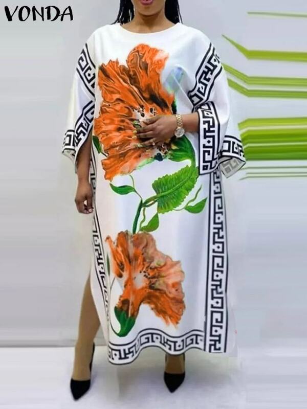 Женский летний сарафан VONDA 2022, женское винтажное платье макси с принтом и коротким рукавом для вечеринок, плиссированные платья, женское платье