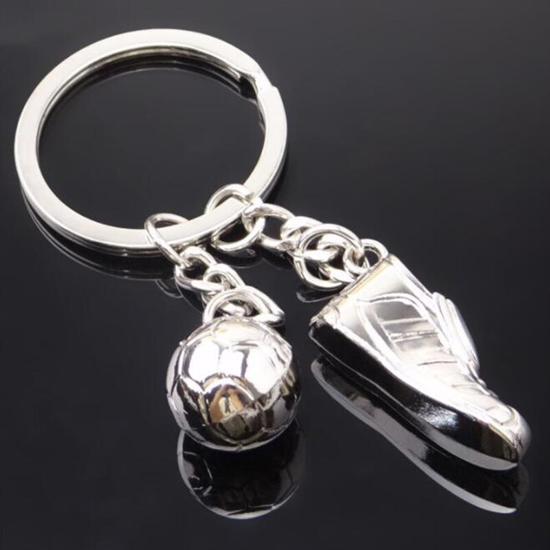 1PC Creative Soccer Shoes Keychain Metal Football Ball Keyring Bag Pendant for Sports Souvenir Metal Toy Football Accessories