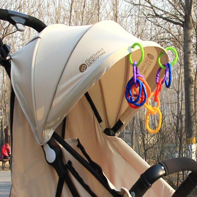 10 szt. Silikonowy haczyk do wózka dziecięcego z tęczową pętlą gumowy pierścień do ściskacz z pierścieniem łączącym do wózka