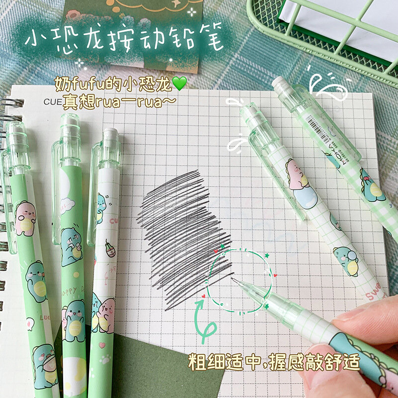 Crayons mécaniques Kawaii automatiques avec gommes, papeterie coréenne, crayons mignons, stylos de presse pour l'école et le bureau, 0.5mm, 4 pièces, 6 pièces