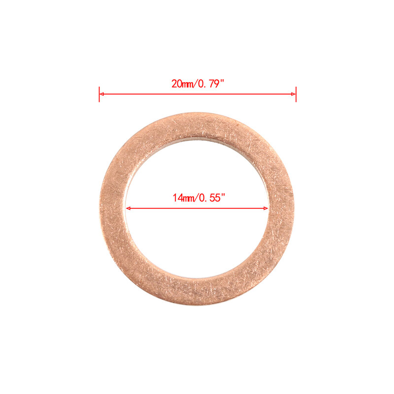 25Pcs 14mm Cooper Oil Drain Plug Gasket 007603-014106 Replacement Oil Crush Washer Seals Kit Auto Accessories