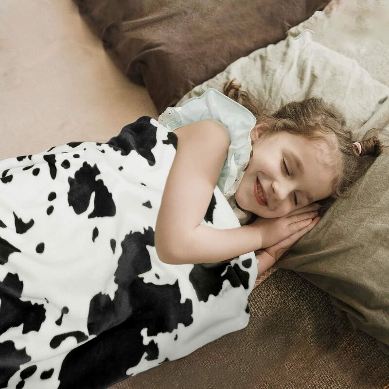Cow Pattern Flanela Blanket, adequado para camas de casal Sofás e Sofás