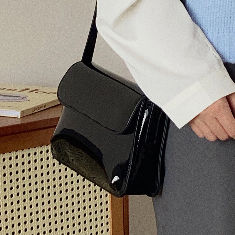 กระเป๋าหนัง PU สะพายข้างสำหรับผู้หญิง, กระเป๋าแฟชั่นแบบย้อนยุคกระเป๋ากระเป๋าสะพายไหล่ทรงสี่เหลี่ยม