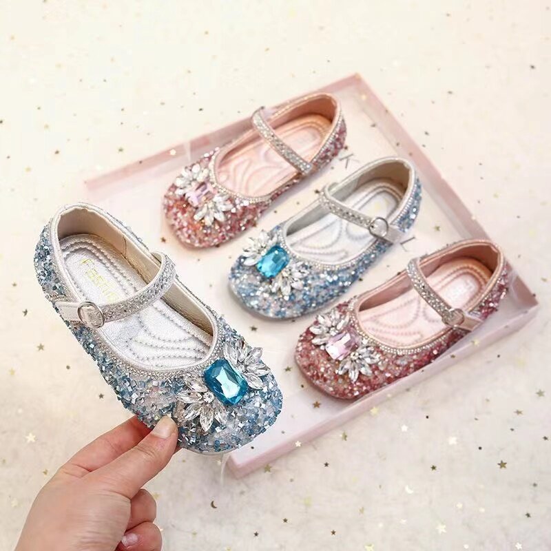Zapatos de princesa para niña, zapatillas de cuero con borde extraño, hielo y nieve, zapatos individuales de Lolita, fotos reales, novedad de primavera 2024