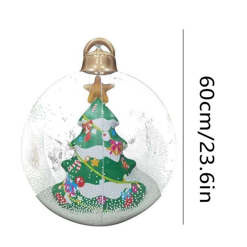 PVC Inflatable Christmas Balls Oversized Light Up Festival Decorated Ball 24 Inch Large Festive Gift Ball For Holiday Yard Lawn