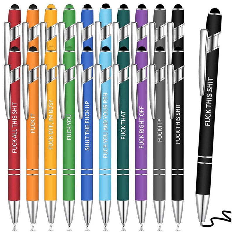 空の引用符が付いた面白いボールペン、鮮やかなペン、負のパッシブペン、黒インク、オフィス、20個