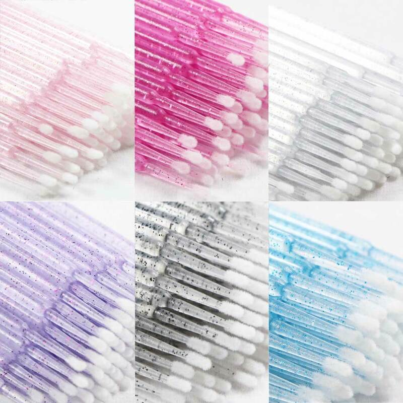 Zxzzs 100/5Pcs Wegwerp Make Up Wimpers Mini Individuele Wimpers Applicators Mascara Brush Lash Extensions Wattenstaafje