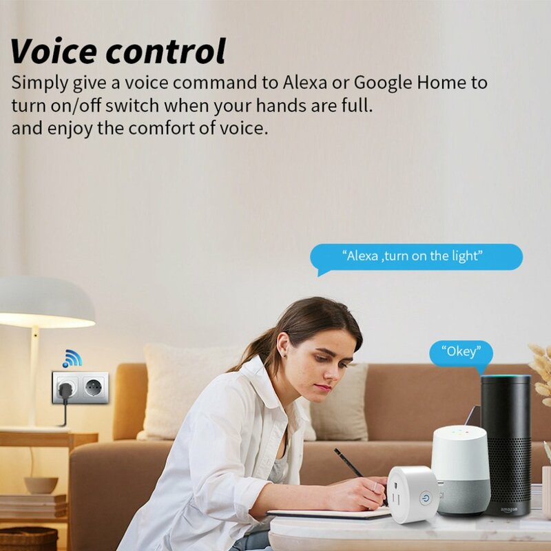 Presa Smart Plug WiFi presa Wireless usa con Timer per Monitor di alimentazione controllo APP Smart Life funziona con Google Home Alexa