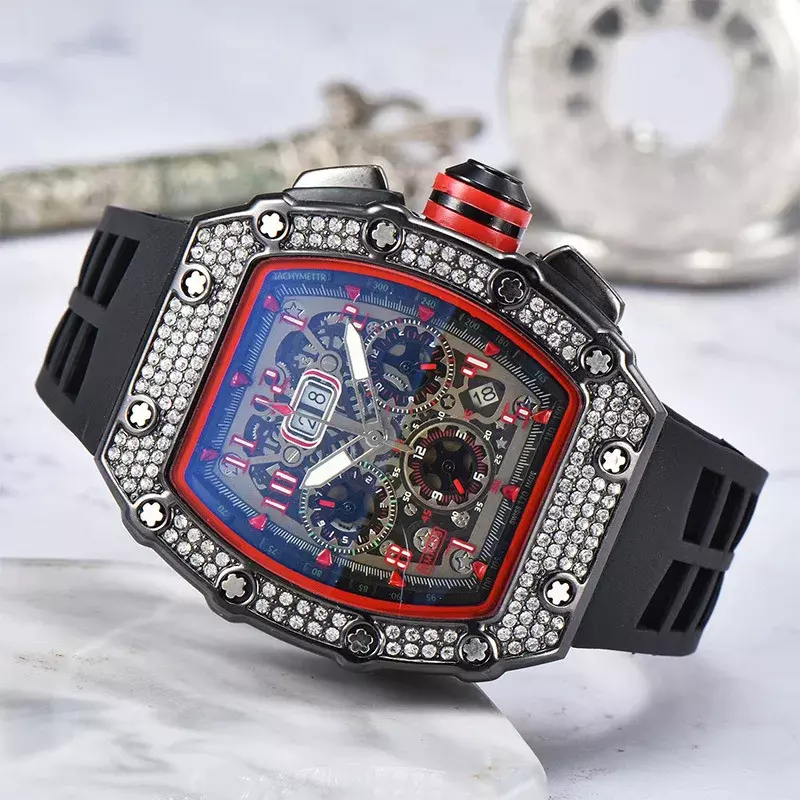 2024 Fashion Diamond-set Border 6-pin movimento multifunzione orologio da uomo RM Top AAA Brand Luxury Watch orologio automatico da uomo