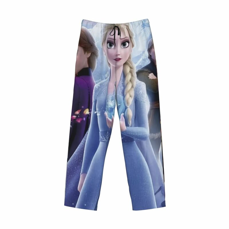 Pantalones de pijama con estampado personalizado para hombres, ropa de dormir con bolsillos, dibujos animados, película de TV, Frozen