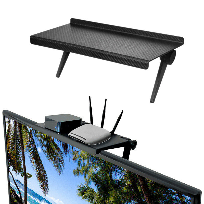 Home EvaluAdjustable TV Screen Top Shelf, Laptop Monitor Desktop Display Stand, TV T1 Router Storage, T1 Holder