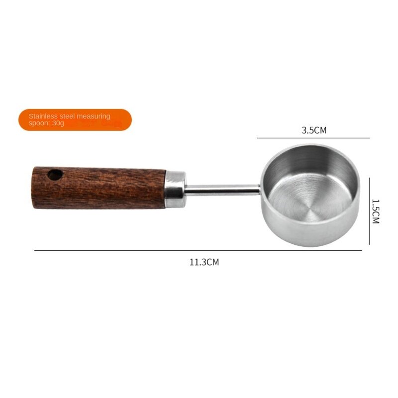 Wooden Handle Measuring Spoon New 10ml Stainless Steel Coffee Spoon Milk Powder Coffee Powder Tea Scoop Home