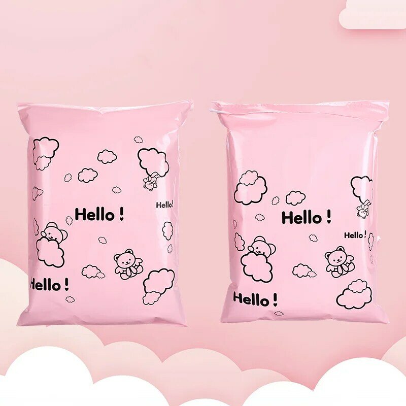 50 pz/lotto sacchetti di imballaggio rosa impermeabile logistica abbigliamento sacchetto postale Logo personalizzato sacchetto di spedizione in plastica