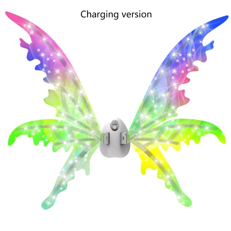 Электрическое крыло бабочки для девочек, светодиодный волшебный летающий костюм принцессы с крыльями феи, детский школьный для и