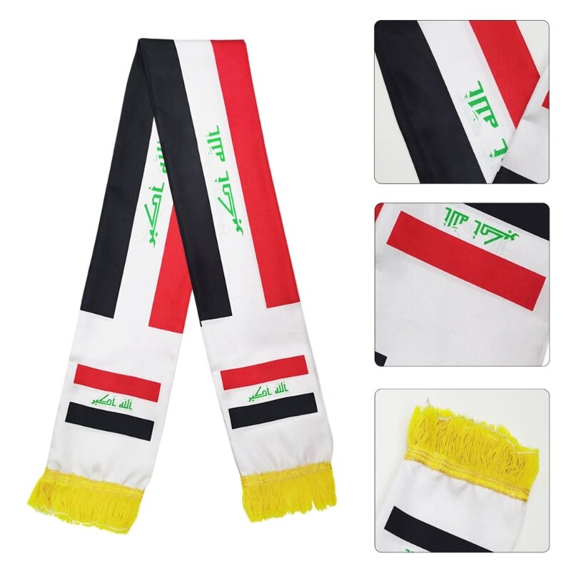 Turban élégant pour hommes femmes, couvre-chef, écharpe volée, drapeaux irakiens imprimés, couvre-chef à pour l'irak