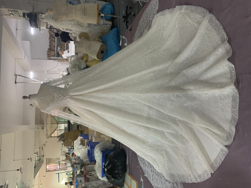 GiayMus-vestido de noiva com gola V, vestidos de casamento marfim, lantejoulas pérola, manga comprida, vestido de baile Dubai, plus size, PD026, 2024