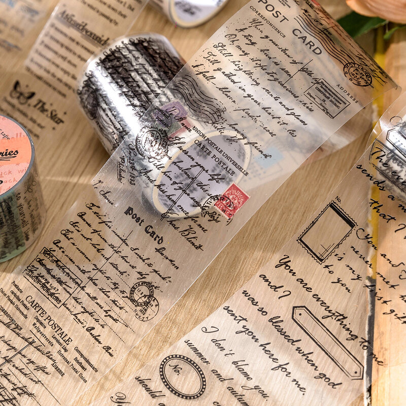 Journamm-ヴィンテージ透明マスキングテープ、スクラップブッキング素材、文字、英語の手紙、diyのステッカー文房具、3センチメートル、5センチメートルx 2メートル