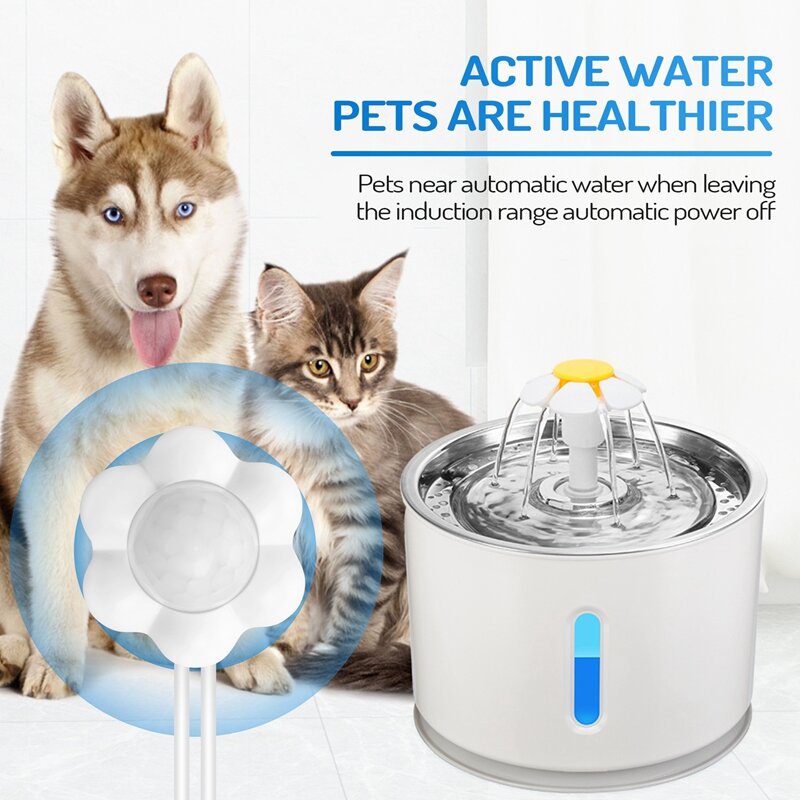 موزع نافورات المياه بمستشعر حركة ذكي ، USB بالأشعة تحت الحمراء ، إكسسوارات عالمية للحيوانات الأليفة ، كاشف القطط والكلاب