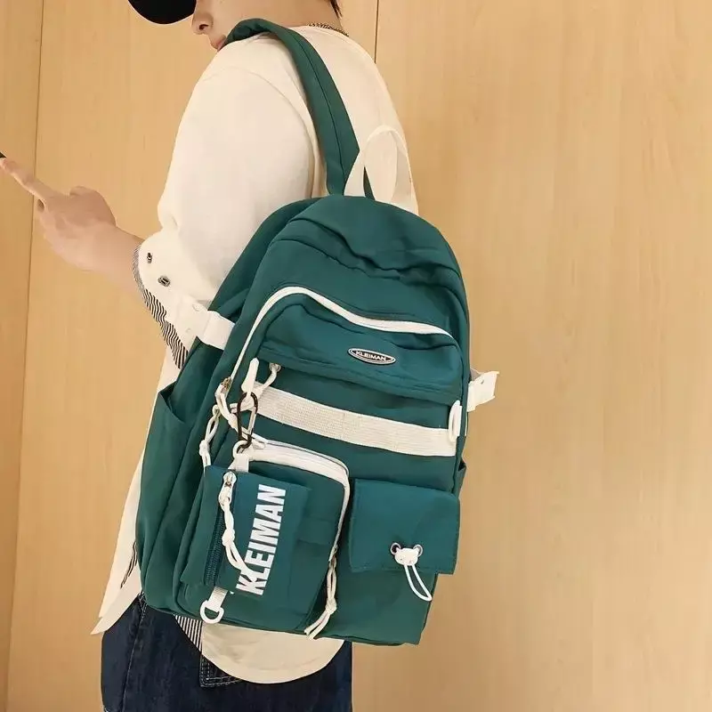 Cartable en toile de grande capacité pour étudiants, sac à dos Harajuku pour couple simple, sac à dos en nylon léger pour loisirs, nouveau
