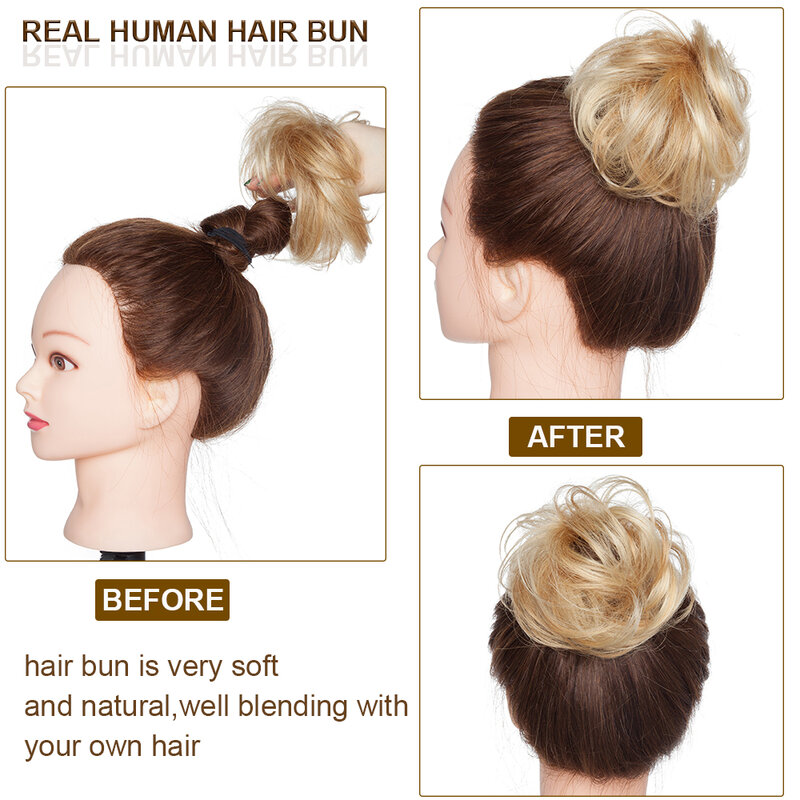 Sego-エレガントな人間の髪の毛のパン100%,女性のヘアエクステンション,ポニーテール,ストレートカット,17g
