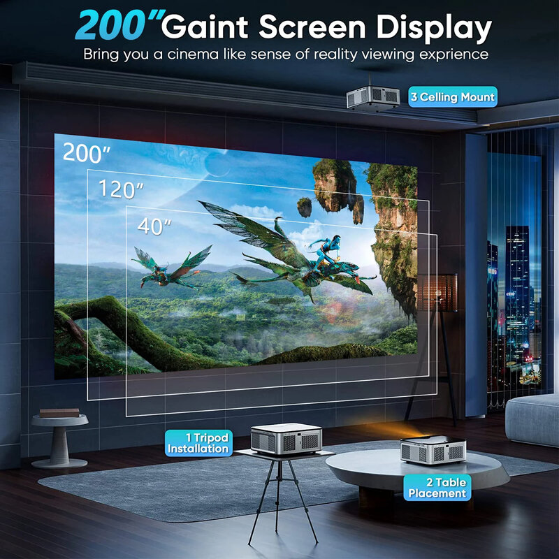 GOOJODOQ-proyector LED para cine en casa, dispositivo Full HD 1080P, 4K, 8K, 700ANSI, 15500 lúmenes, Android, WiFi, para vídeo y películas
