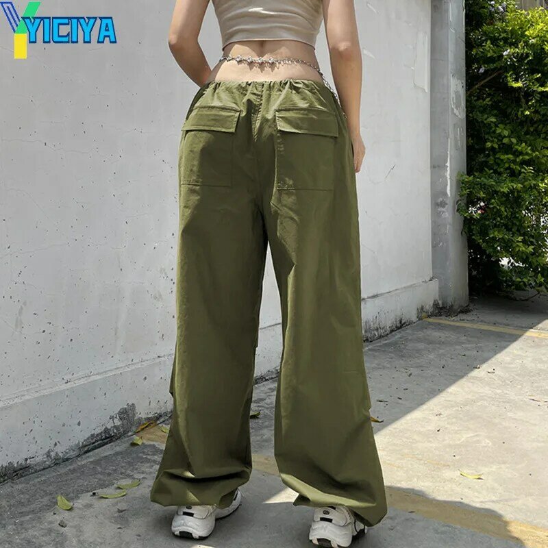 YICIYA-pantalones de paracaídas de cintura baja para mujer, pantalón holgado de longitud completa, moda de los años 90, estilo y2k, novedad de verano, 2024