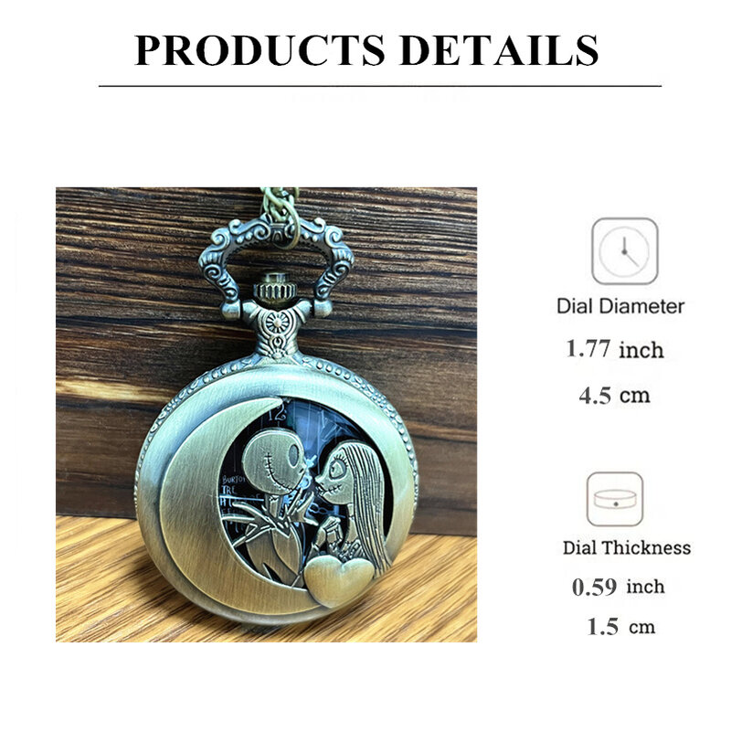 Reloj de bolsillo con colgante de cadena para hombre y mujer, accesorio de bronce, Retro, Vintage, regalo de Navidad