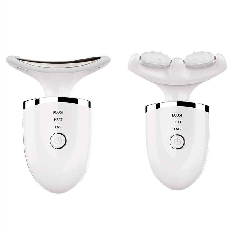Pele apertando massageador para pescoço e rosto Lifting, luz LED, máquina Guasha, EMS Beauty Device, 3 cores