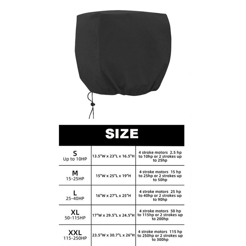 Outboard Motor Cover, Boat Engine Hood Cover, 420D Oxford Fabric Black Outboard Motor Protective Cover, Engine Half Cover