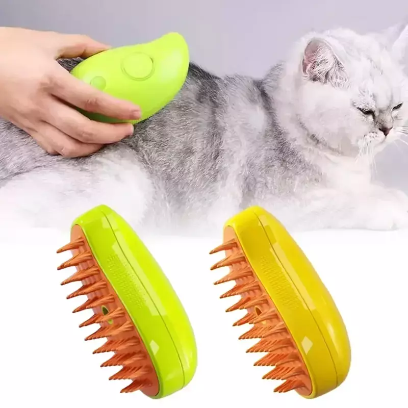 Sikat uap kucing sikat anjing uap elektrik 3 in 1, sikat rambut kucing semprot untuk pijat sisir perawatan hewan peliharaan sisir penghilang rambut