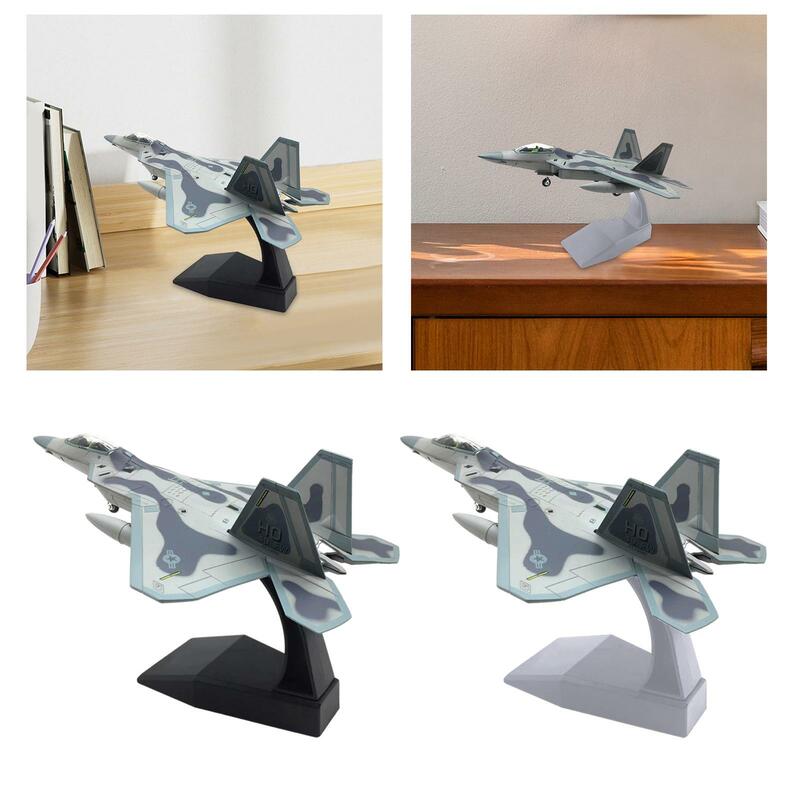 1/100 USA F22 Aircraft Simulation Diecast Fighter Plane Model Airplane with Base for Bedroom Bar Bookshelf Office Tabletop Decor