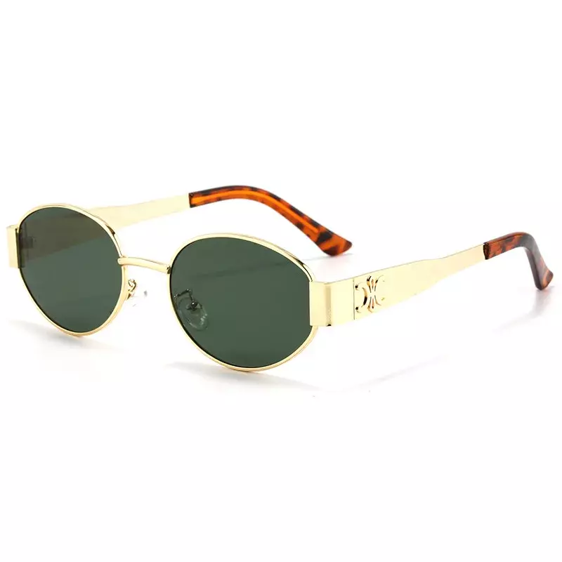 2024 Sunglasses for Women Retro Metal Oval Men Luxury Brand Designer Trendy Punk Round Sun Glasses Female UV400