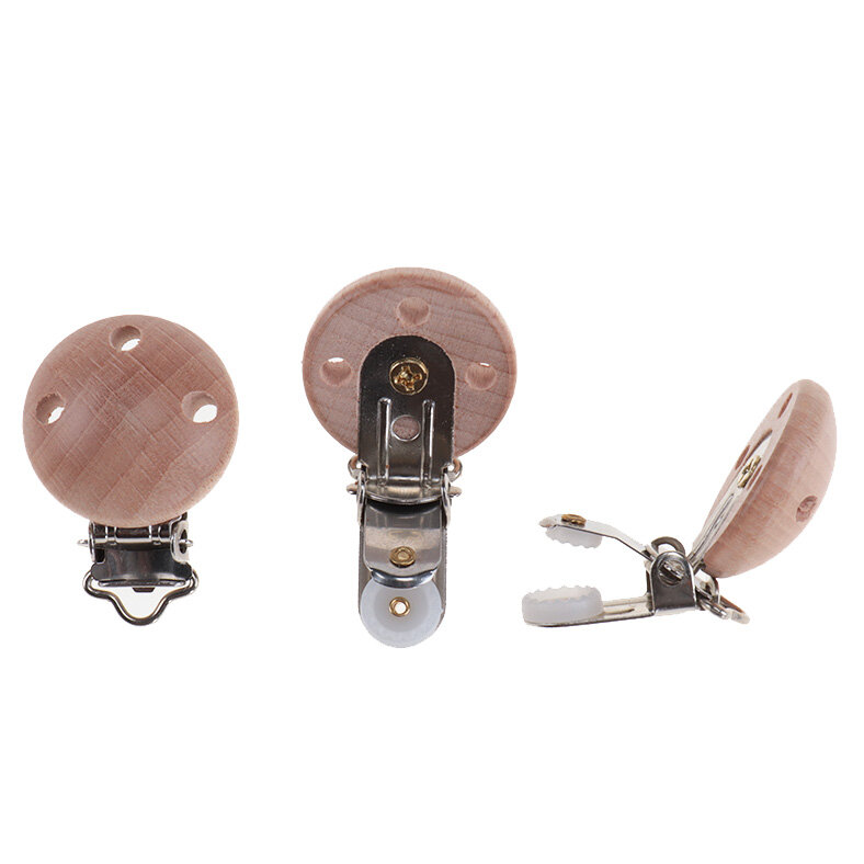 QHBC – anneau de dentition en bois de hêtre pour bébé, 10 pièces, 30mm, attache-sucette en métal, chaîne sucette, accessoires en bois