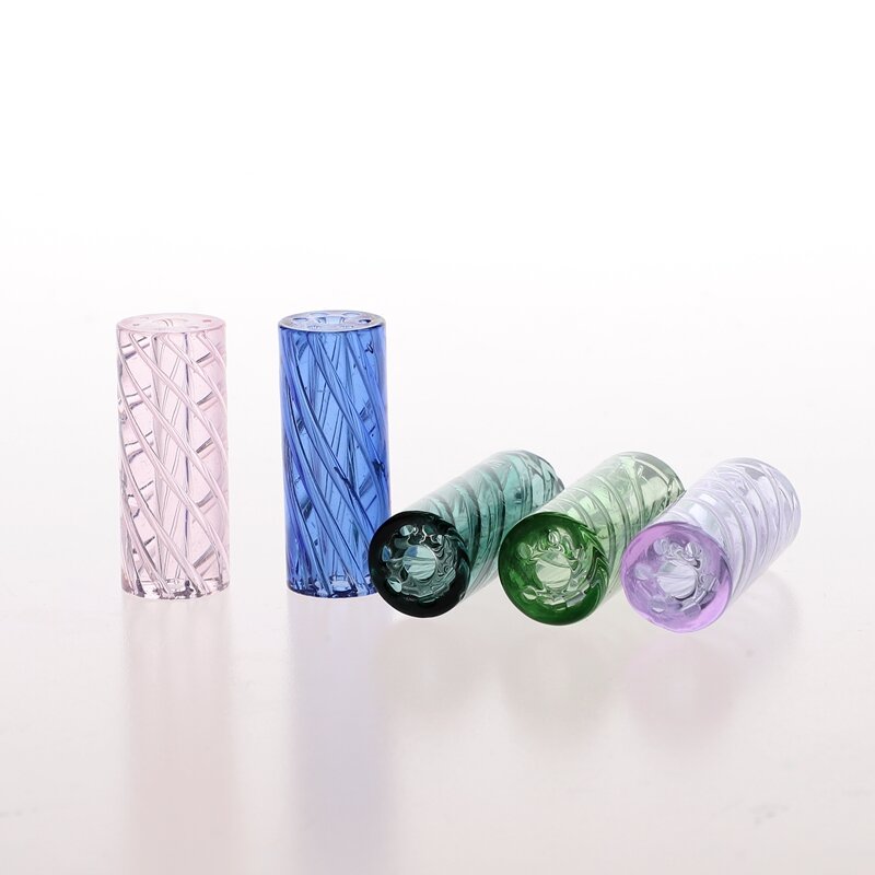 Embouts en verre de style spirale avec 7 trous, embout de filtre en verre, ensemble de boîte à trous, accessoires pour fumer, en stock, 5 pièces par boîte
