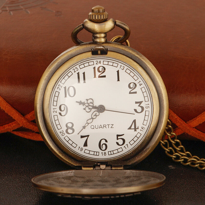 Brązowy popularny strzelanka kwarcowy zegarek kieszonkowy męski i damski wysokiej jakości naszyjnik zegar wisiorek biżuteria na prezent