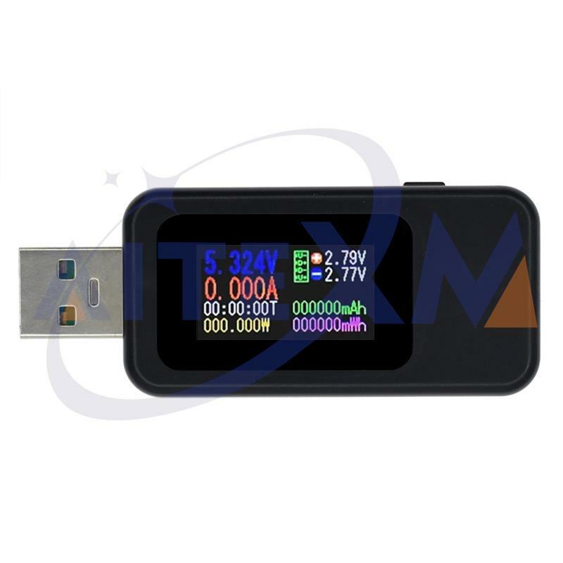 Voltímetro DC Digital com USB, Amperímetro, Medidor de Tensão Atual, Amp Volt, Amperímetro, Detector, Power Bank Charger, Indicador, 10 em 1