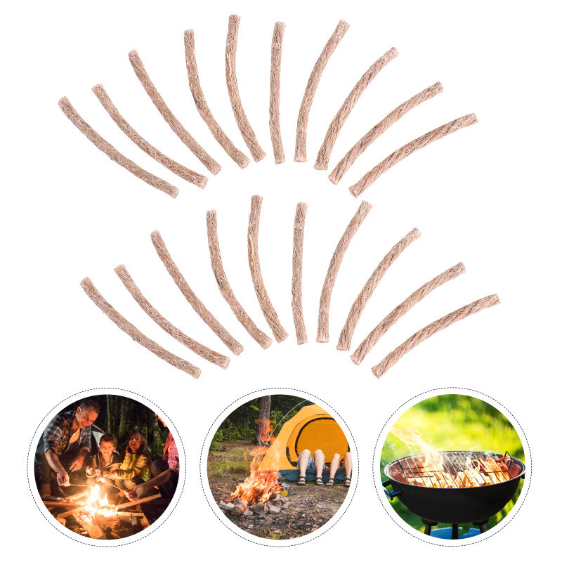 Camping Rope Fire Starters, Survival Wick, Cordão de cânhamo, Camping Lighter, Ferramentas ao ar livre, 4 pcs, 10pcs