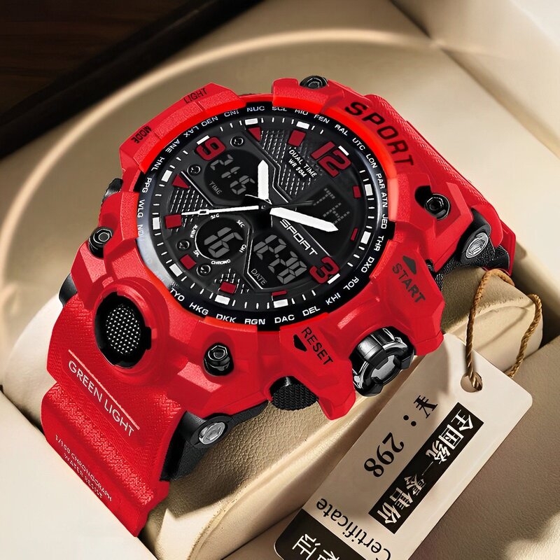 MSTIANQ męski młodzieżowy oryginalny elektroniczny zegarek wysokiej uczeń Trend zegarek na rękę sportowo wodoodporny świecący czerwony cyfrowy nadgarstek