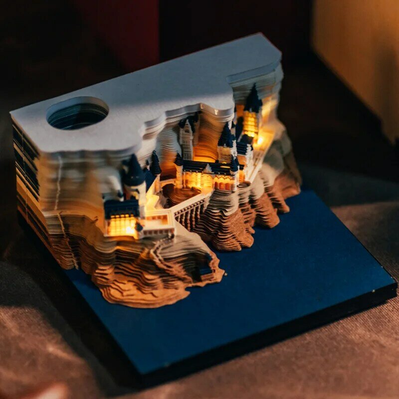 Omoshiroi Blok Notebook 3D Notepad Cubes 160 Vellen Kasteel 3D Memo Pad Led Geen Kleverige Papieren Notities Scrapbooking Verjaardag Xmas gift