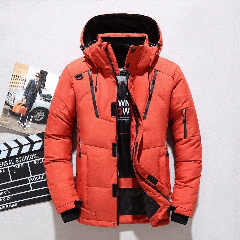2023 Winter Men Down Jacket Slim Thick Warm Thermal Solid Color Hooded Coats Fashion Casual Windproof Streetwear Male