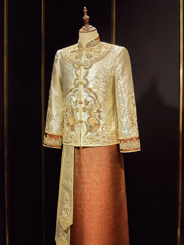 Vestido do bordado do dragão para o noivo, Long Tang Suit, Trajes do brinde do casamento