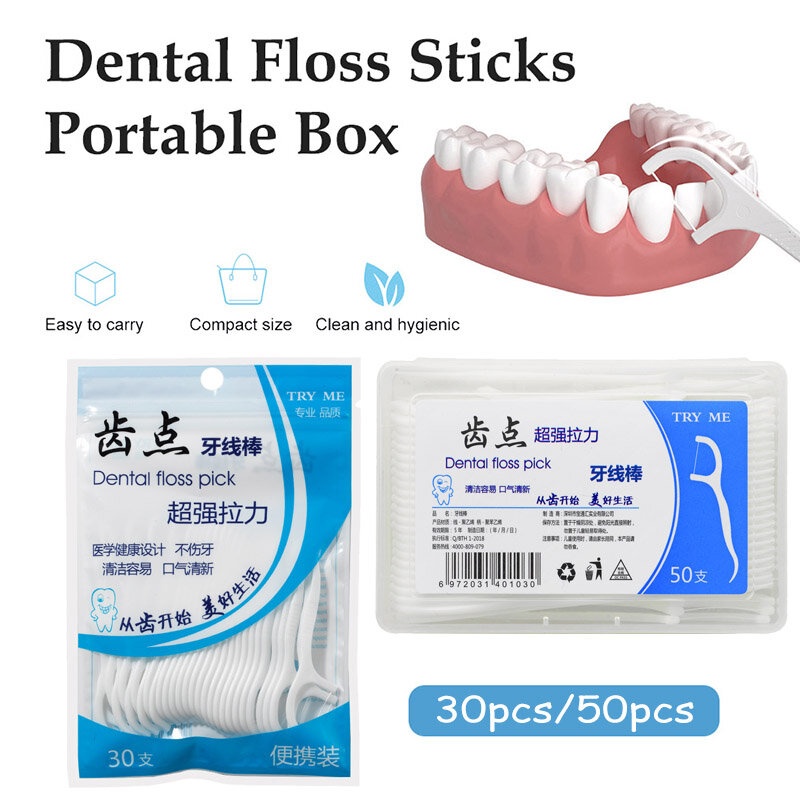30/50Pcs Dental Floss Flosser Picks Toothpicks Teeth Stick Tooth Cleaning Interdental Brush Dental Floss Pick Oral Hygiene Care